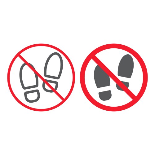 No shoes line and glyph icon prohibition vector image