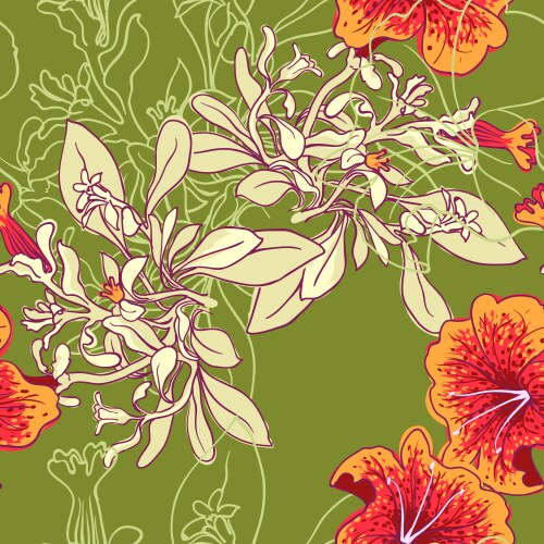 seamless floral background with petunia vector image