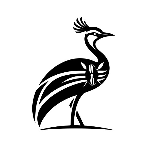 Graceful grey crowned crane silhouettes for print vector image