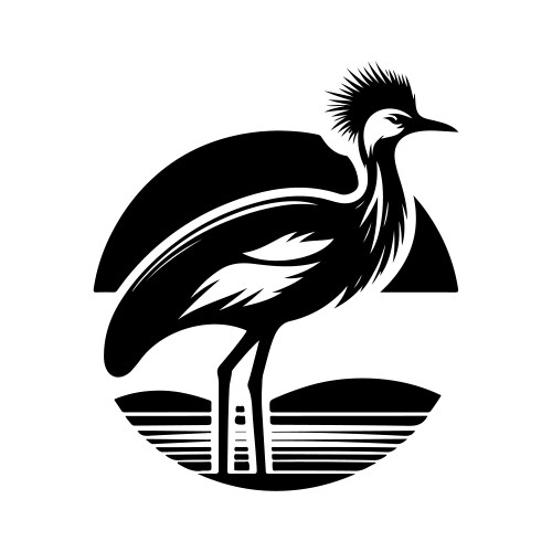 Graceful grey crowned crane silhouettes for print vector image