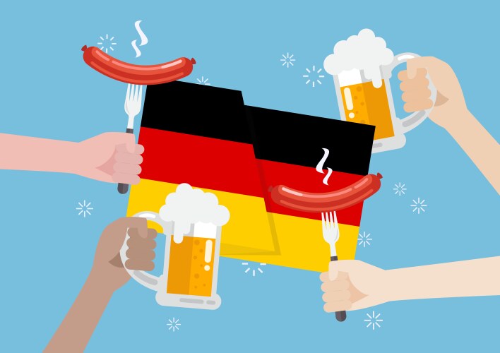 germany flag with a glass of beer and sausage vector image