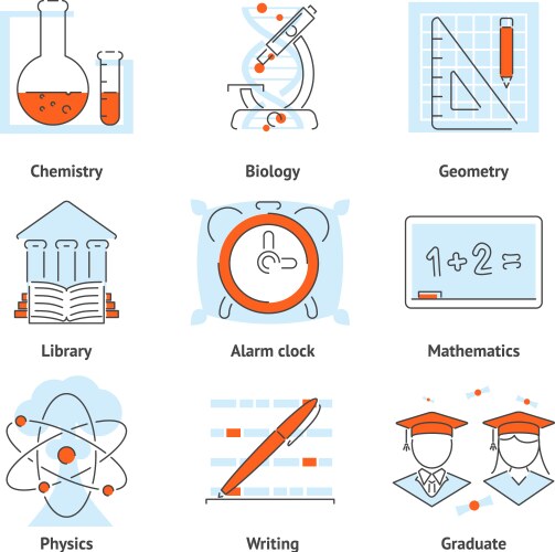 various school themed graphic icons vector image