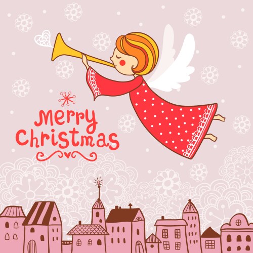 Christmas card with an angel vector image