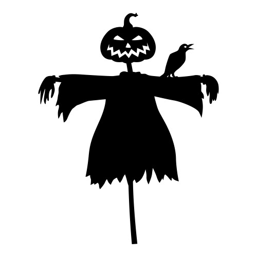 Halloween scarecrow with a head pumpkin and raven vector image