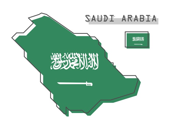 Saudi arabia map and flag modern simple line vector image