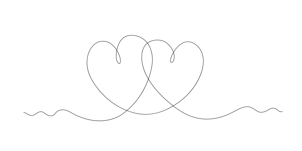 Two hearts in one line vector image