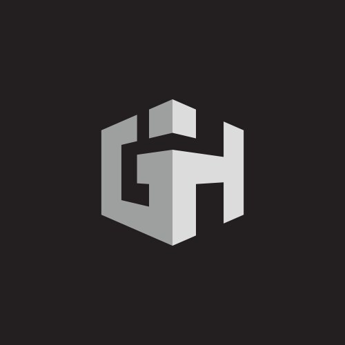 Letter gh simple 3d shadow geometric logo vektorbild