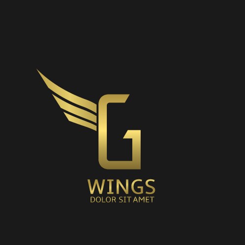 Wings g letter logo vector image