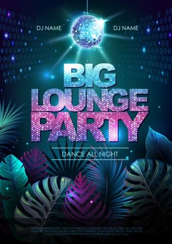 Summer big lounge party typography poster vector image