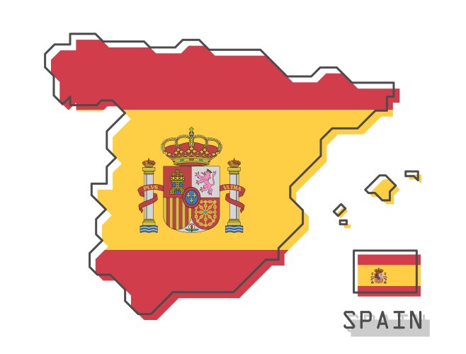 Spain map and flag modern simple line cartoon vector image