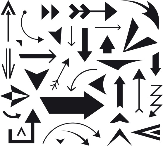 set of various arrows icons logos vector image