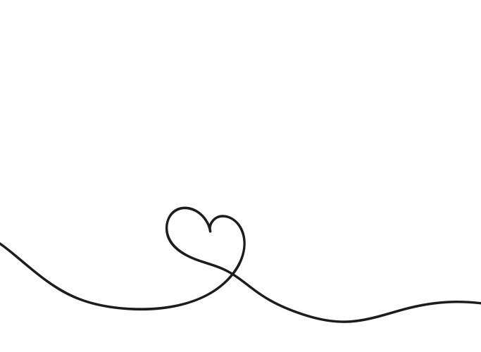 Heart in continuous drawing lines vector image