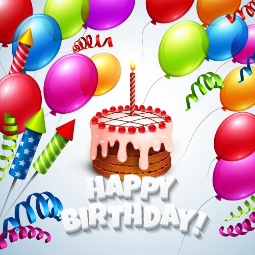 Happy birthday greeting card with cake vector image