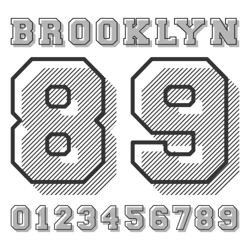 Brooklyn numbers t-shirt stamp minimal line vector image