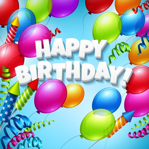 Happy birthday greeting card with balloons vector image