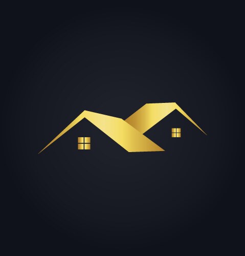 Simple house icon gold logo vector image