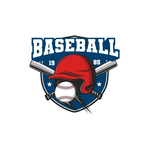 baseball sport icon crossed bats helmet and ball vector image