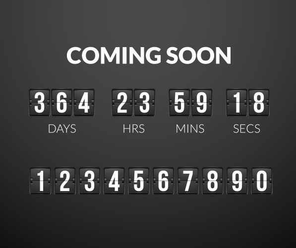 Coming soon flip countdown timer panel vector image