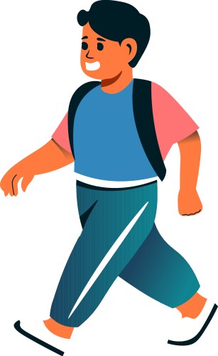 A boy walking with backpack vector image