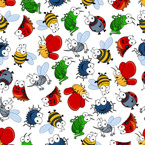 Colorful seamless pattern of insects vector image