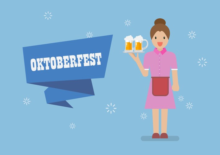 oktoberfest with waitress character serving glass vector image