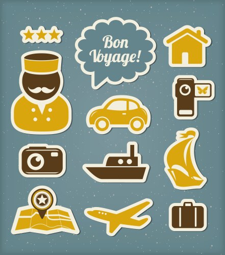 Travel and vacation icons set vector image