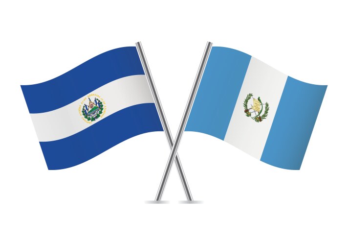 El salvador and guatemala crossed flags vector image