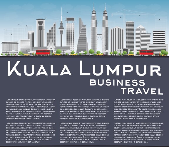 kuala lumpur skyline with gray buildings vector image