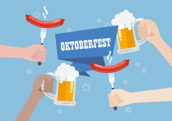 oktoberfest with a glass of beer and sausage vector image