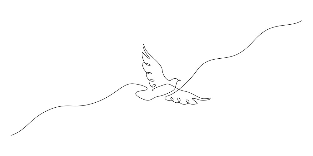 one continuous line drawing of flying up dove vector image