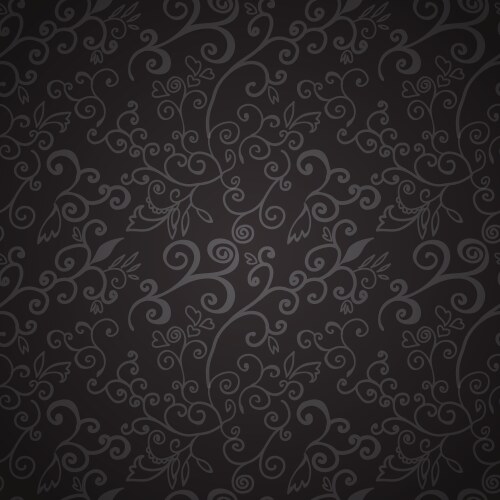 Seamless black floral pattern vector image