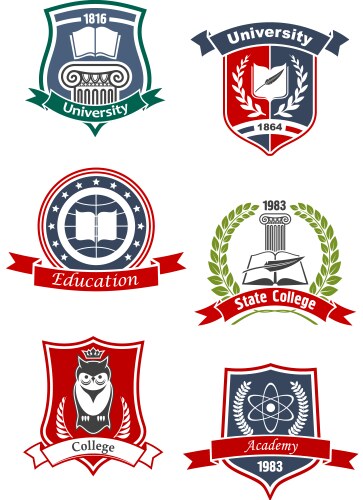 academy university and college icons vector image