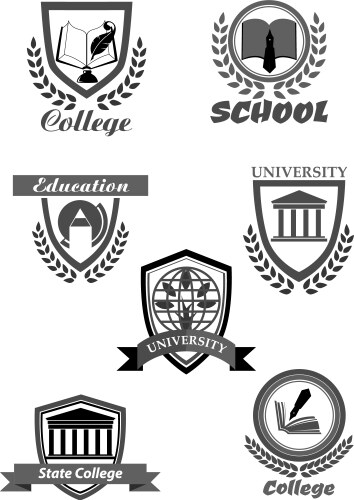 College or university and school icons set vector image