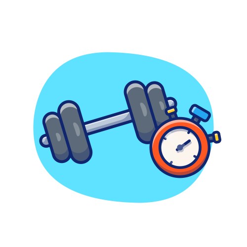 Dumbbell with stopwatch cartoon vector image