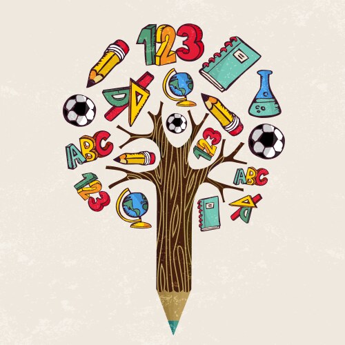 Education pencil tree concept for school learning vector image