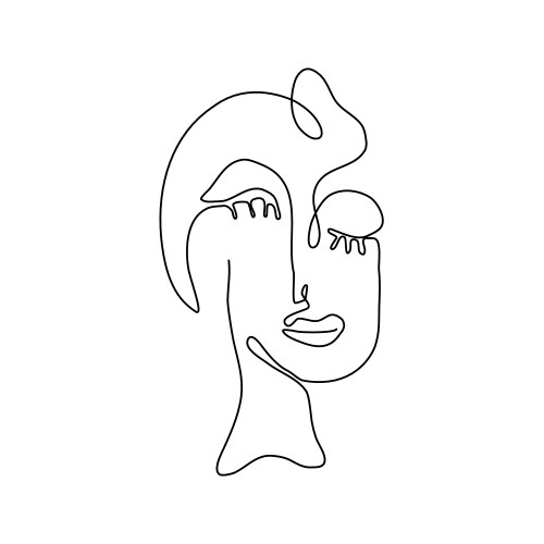 woman face drawn in black vector image