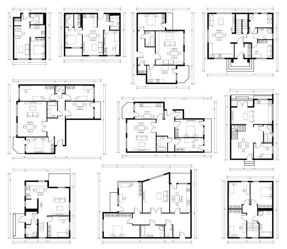 Architecture design blueprint plan set vector image