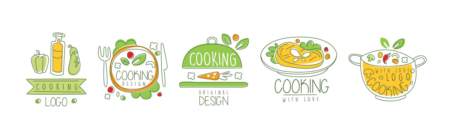 Cooking original design label and logo set vector image