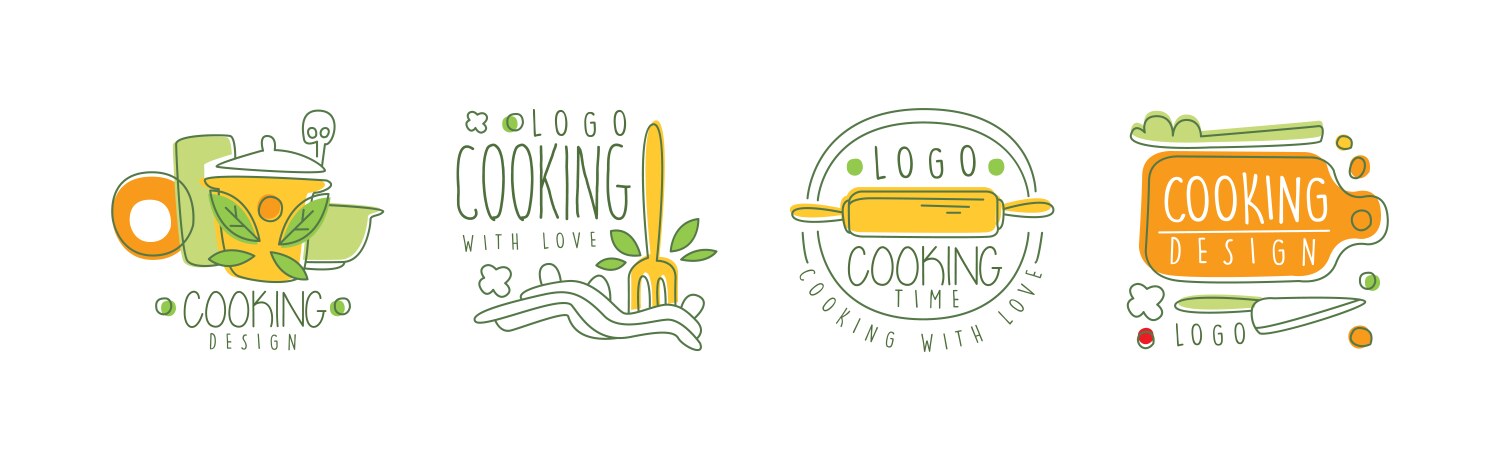 Cooking original design label and logo set vector image