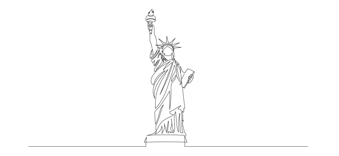 continuous one line drawing of liberty statue usa vector image