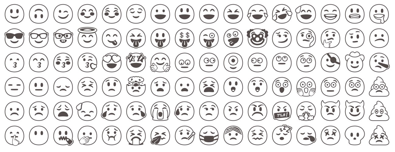 Black and white faces emoji vector image