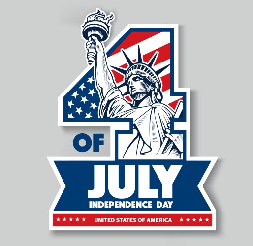 4 of july day independence statue liberty vector image