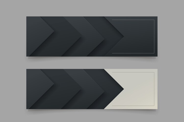 Couple banners with black elements in set vector image