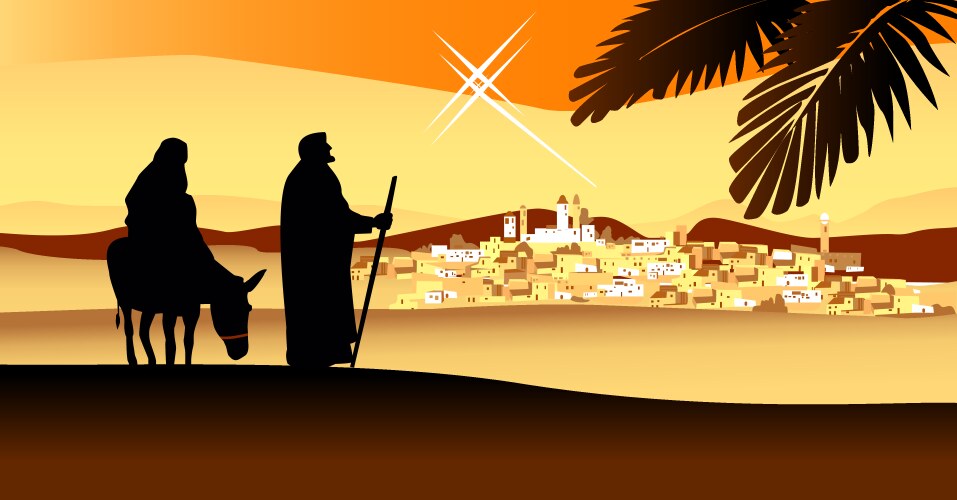 Holy night way to bethlehem vector image