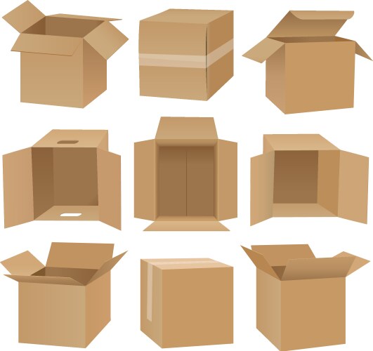 Top view opened cardboard boxes vector image