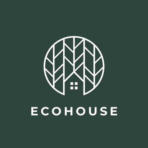 Eco house logo line icon vector image