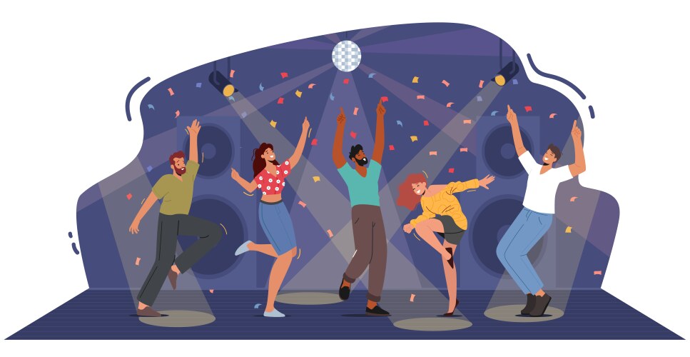 happy people clubbing and dancing disco at night vector image