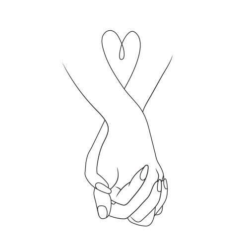 Line art couple holding hand vector image