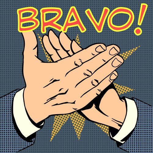 Hands palm applause success text bravo vector image