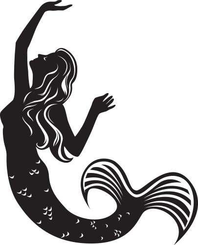 Mermaid black stencil vector image